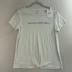 Washington Huskies T Shirt Women M White Slub Front Knot Sporty University NWT